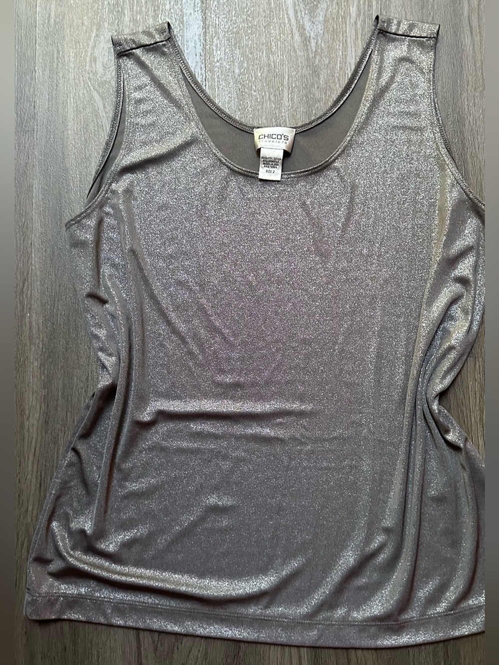 Chico's Metallic Sheen Shimmery Tank Top - Travelers - Chico’s Sz 2 (Large / 12) - Picture 5 of 6